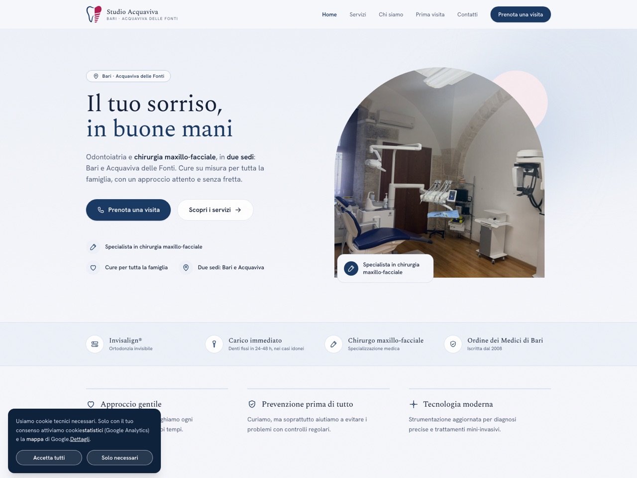 Studio Acquaviva website, homepage